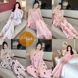 Đồ bộ mặc nhà 2 dây quần dài lụa Mango - Đồ ngủ hai dây quần dài