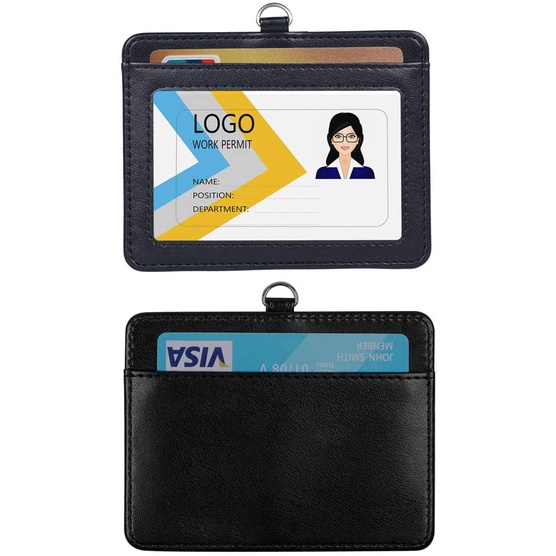 1 Dây Đeo Thẻ ID Bằng Da PU Có Thể Tháo Rời