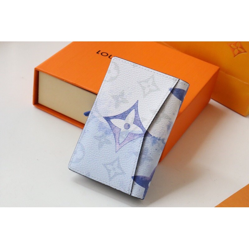 Ví bóp nam để thẻ cao cấp thương hiệu Louis Vuitton LV da thật màu nước hoạ tiết Monogram