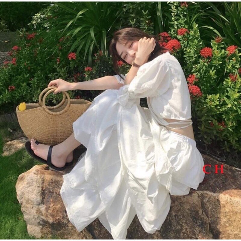 [ Mã FAMAYWA2 giảm 10K đơn 50K] Sét váy năm tầng đi biển CH12 0321 | BigBuy360 - bigbuy360.vn