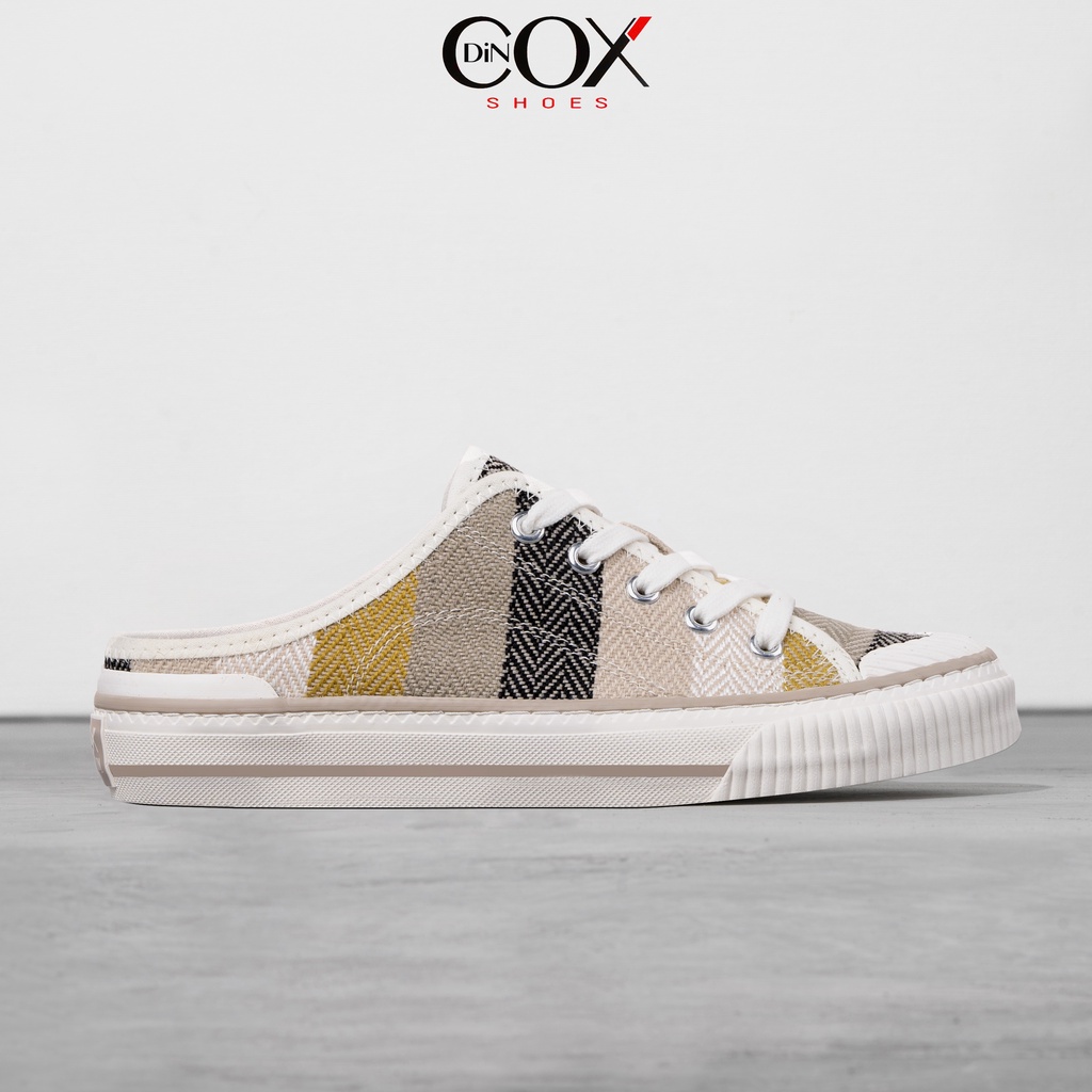 Giày Sục Đạp Gót Mules Vải Sneaker Unisex Tăng Chiều Cao 4cm DINCOX E10 Covi Yellow