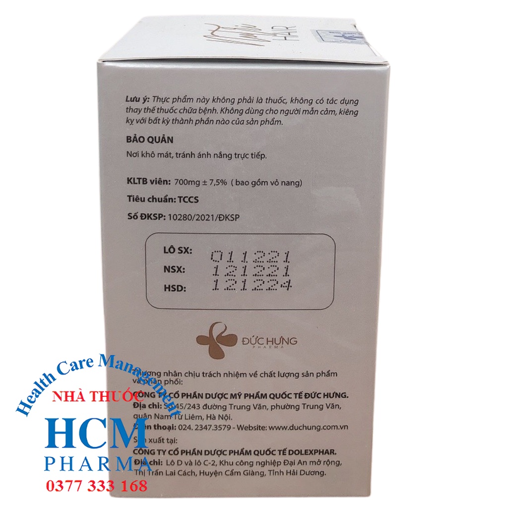 Giảm rụng tóc làm đen tóc hỗ trợ bổ huyết giảm nguy cơ tóc bạc sớm Nutri Hair DHG14 hộp 30 viên