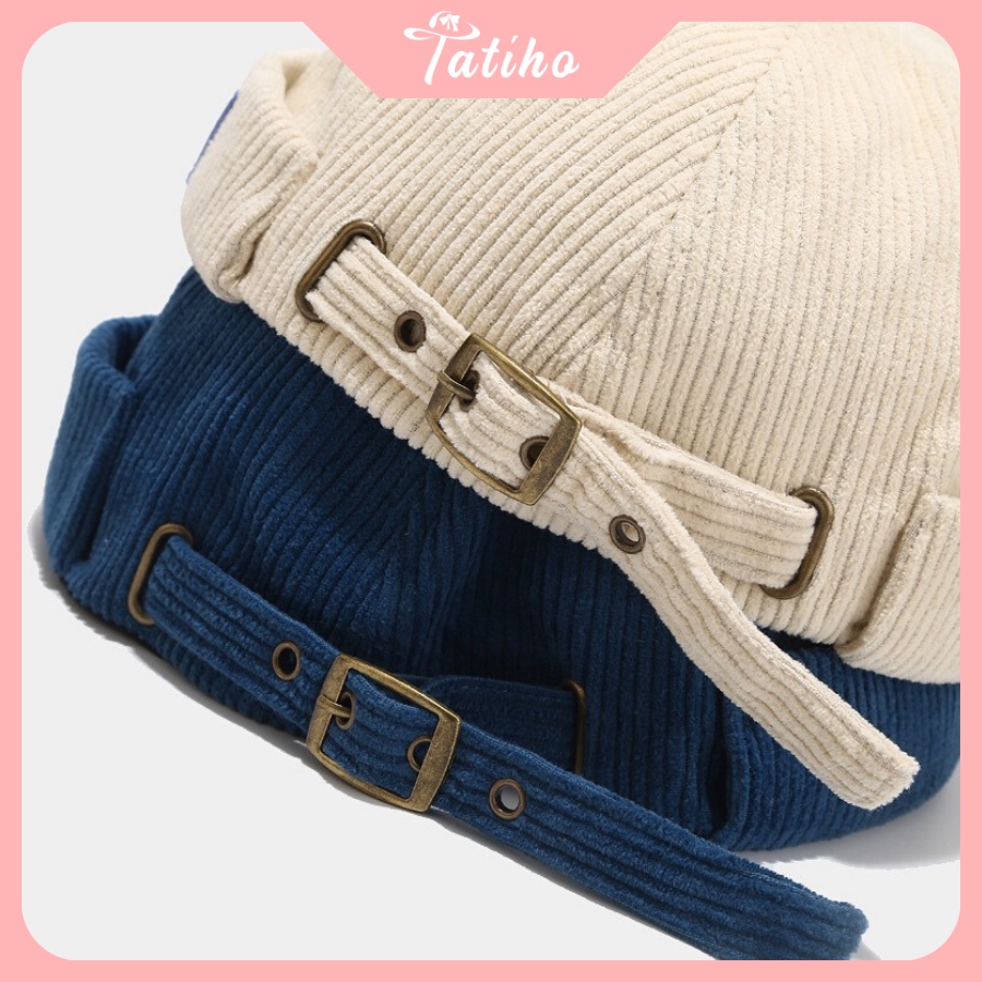 Mũ Miki Hat (Nón Tròn Dưa Hấu) Không Vành Nhung Cao Cấp Unisex Phong Cách Nhật Bản - Tatiho - Mã NV035