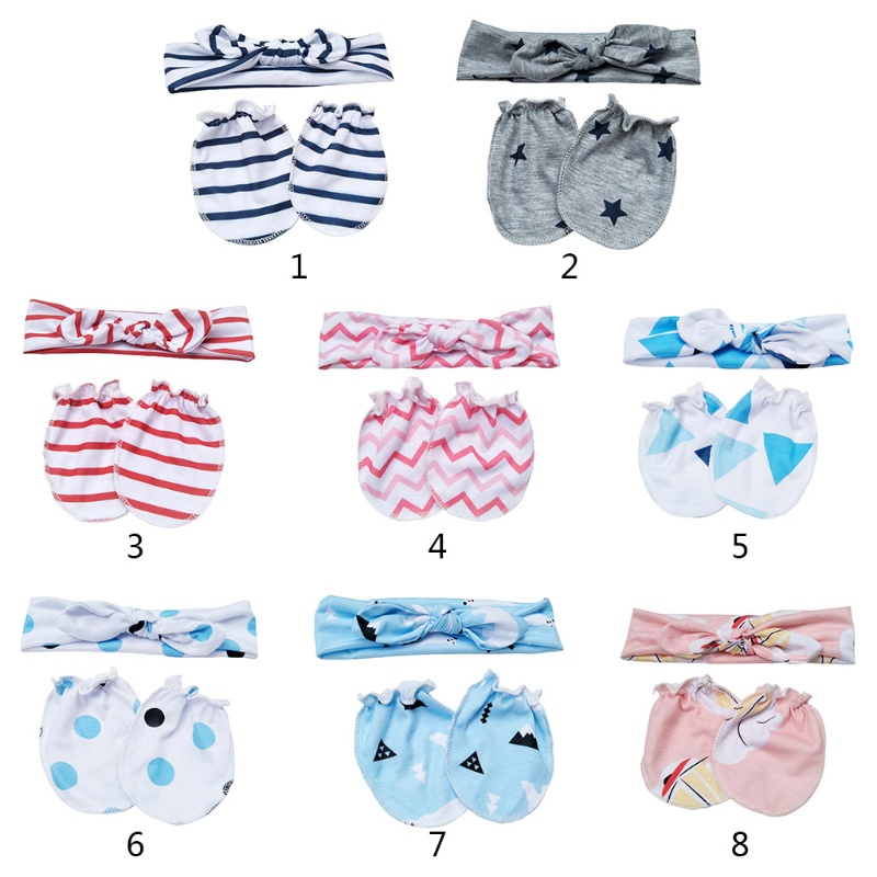 Bộ Găng Tay Và Găng Tay Chống Trầy Xước Thắt Nút Dành Cho Bé Sơ Sinh