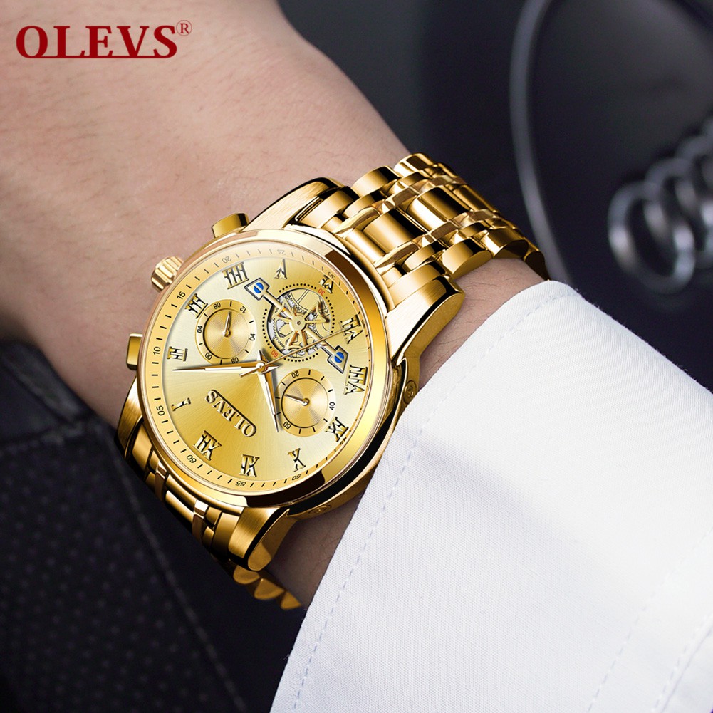 Đồng hồ đeo tay nam Olevs Gold Tourbilon sang trọng - S2859G01 - Hàng Chính Hãng