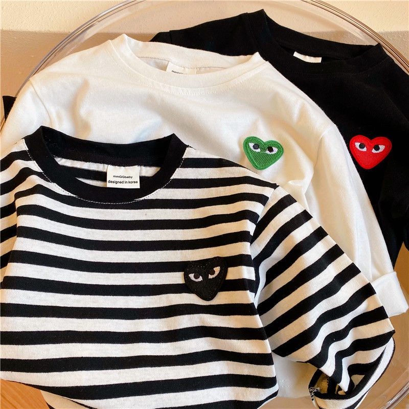 Áo Thun cotton Tay Dài Thêu Hình Trái Tim Thời Trang Mùa Thu Dành Cho Bé Trai Và Bé Gái 2022