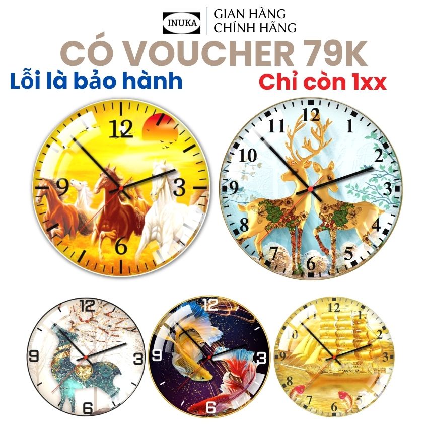 Đồng hồ treo tường kim trôi decor phòng khách trang trí đẹp bảo hành 12 tháng inuka.decor