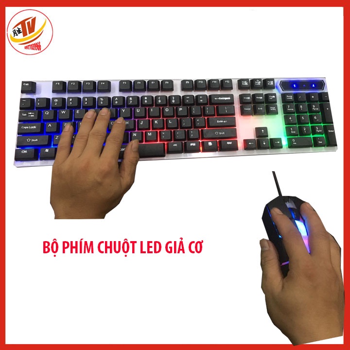 bàn Phím và Chuột máy tính Văn Phòng chơi games giả cơ có led 7 mầu dùng cho pc laptop