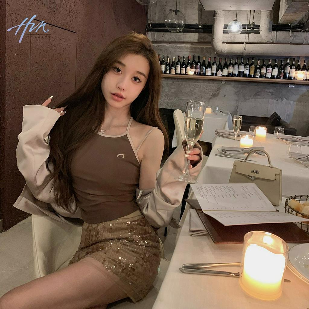 Áo Hai Dây Thêu Họa Tiết Mặt Trăng Thời Trang Mùa Hè Quyến Rũ Cho Nữ