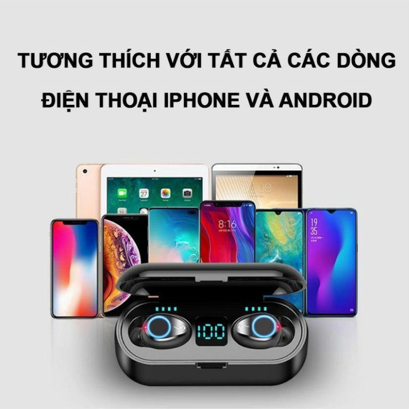 Tai nghe bluetooth AMOI F9 bản Pro nâng cấp không dây pin trâu hơn, Bluetooth 5.0 tích hợp sạc dự phòng 2500mah