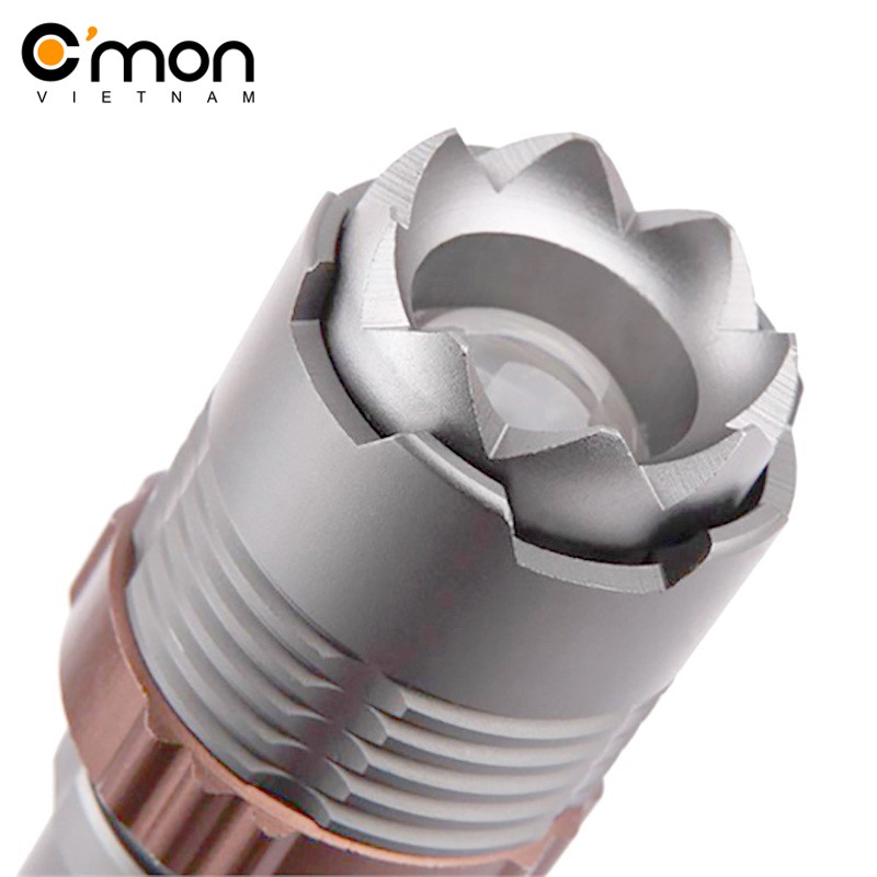 Bộ 1 đèn pin siêu sáng C'MON DEFEND XML-T6 + 1 pin sạc + 1 cục sạc (VÀNG)