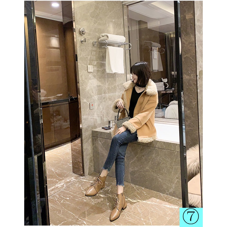 Giày Bốt Da Cổ Thấp Mũi Nhọn Đế Bằng Cột Dây Phong Cách Anh Quốc Thời Trang Mùa Đông 2020 Cho Nữ