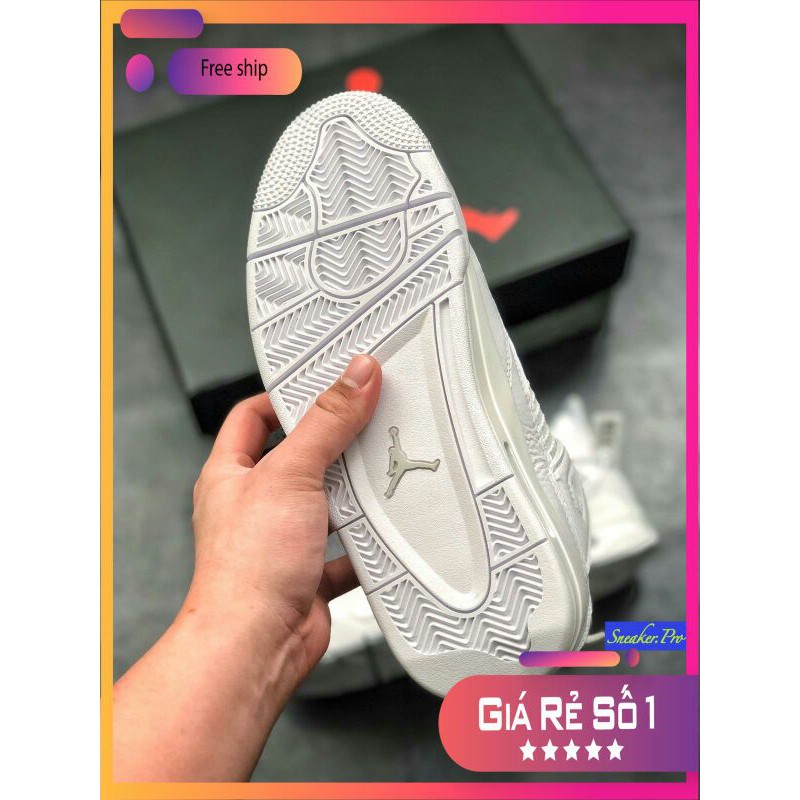 Ảnh thật Giày thể thao AIR JORDAN 4 Retro Pure money full trắng siêu đẹp cho nam và nữ siêu đẹp