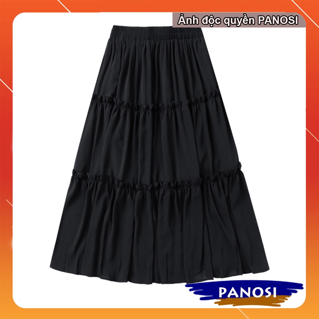 Chân váy dài 3 tầng nhún cao cấp chất đẹp quảng châu - CV444