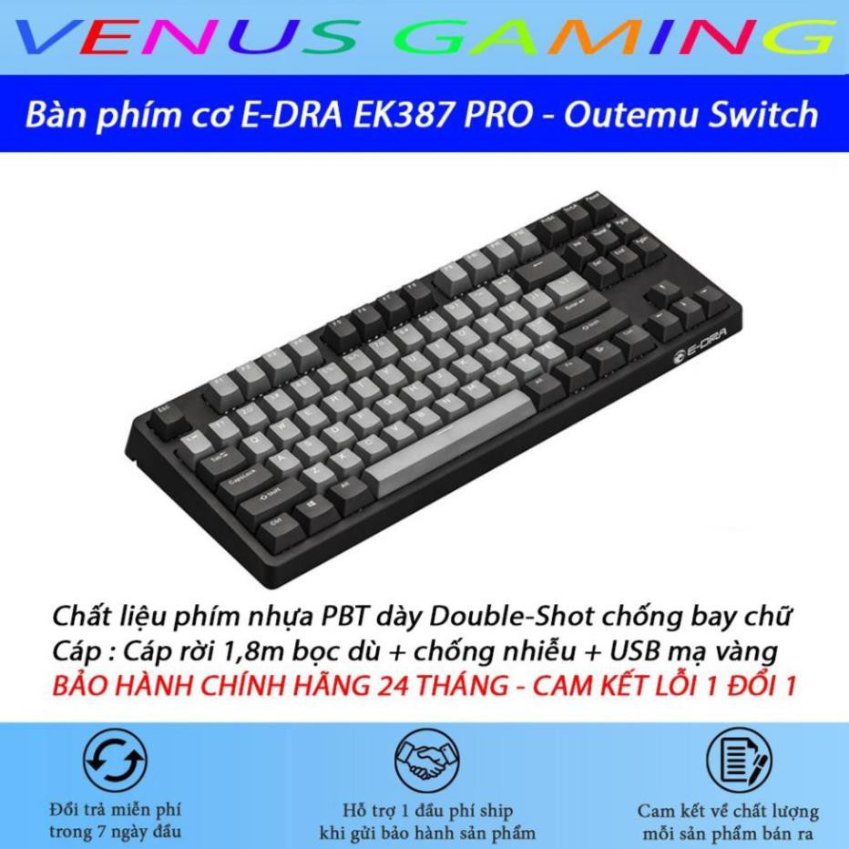 Bàn phím cơ E-DRA EK387 PRO GATERON Switch - Bàn phím cơ bán chạy nhất 2020 - Cam kết chính hãng - Bảo hành 24 tháng