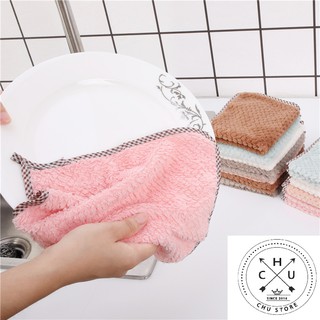 Khăn lau tay treo bếp tiện dụng, khăn lau nhà bếp lau bát có dây treo klb1