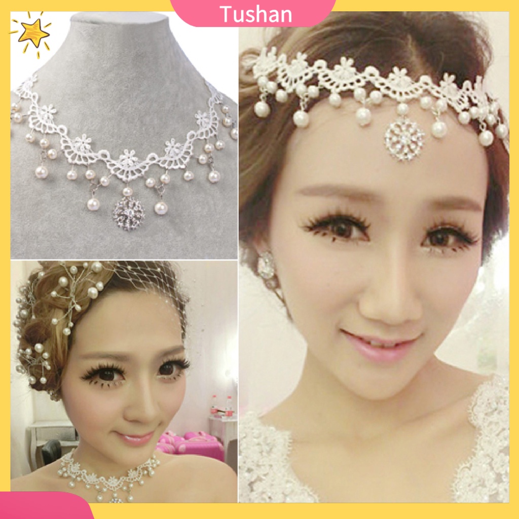 Vòng cổ choker ren đính ngọc trai giả sang trọng