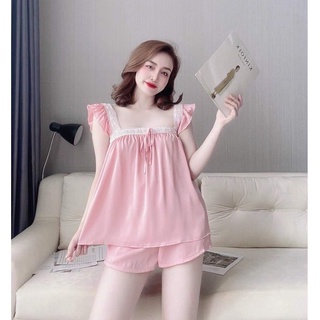 Đồ ngủ sexy nữ 2 dây 4sumi đồ bộ mặc nhà gợi cảm chất lụa latin quần đùi form chuẩn size < 60kg mặc vừa