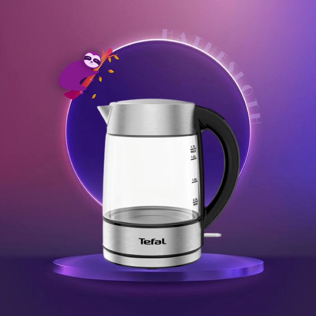Bình đun nước siêu tốc Tefal Glass 1.7L KI772D38 - Ấm thủy tinh 2400W - Đèn LED dưới đáy - Bộ lọc khử cặn - Chính hãng