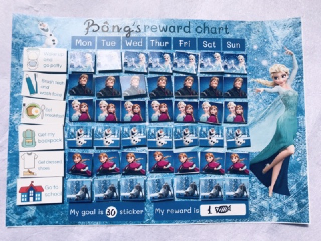 Bảng thành tích khen thưởng - Reward chart cho bé