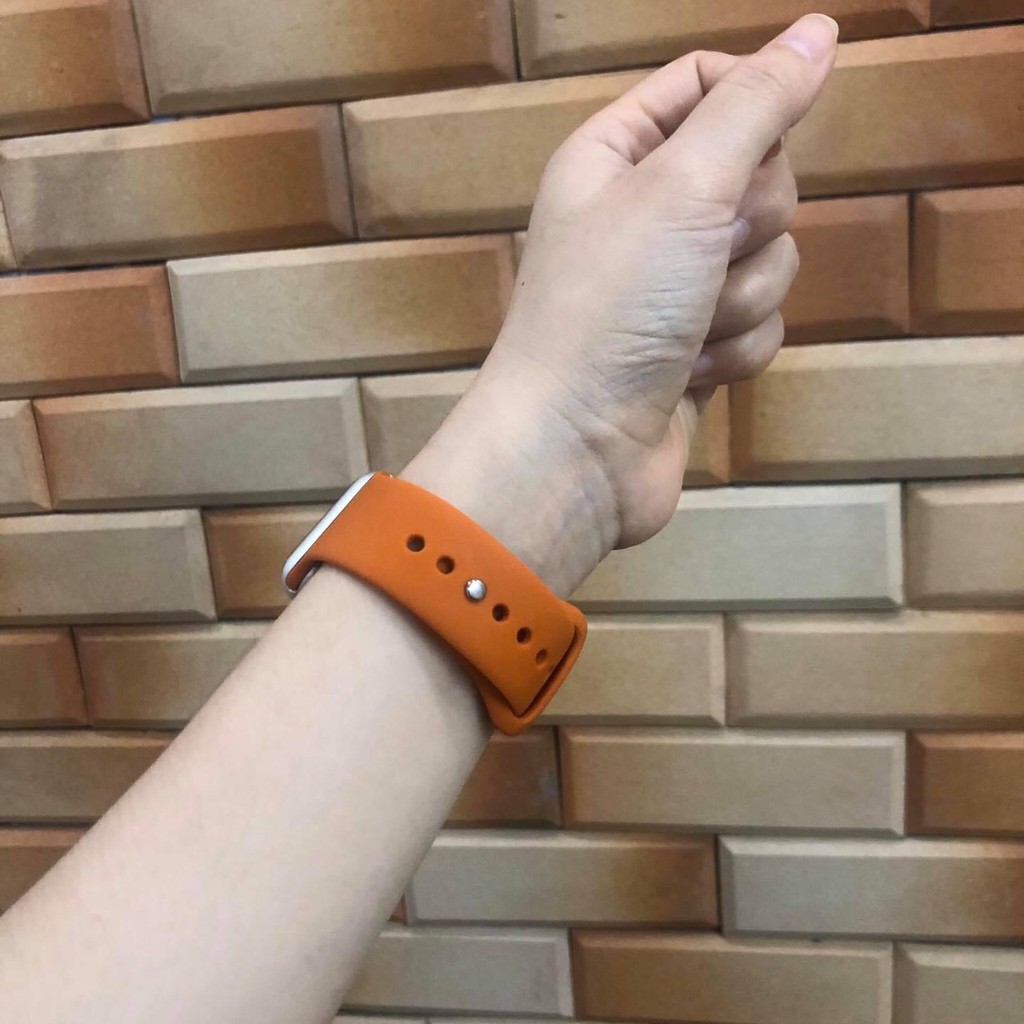 [ HOT - CAM ĐẤT] Dây đeo cao su Apple Watch màu cam đât best seller