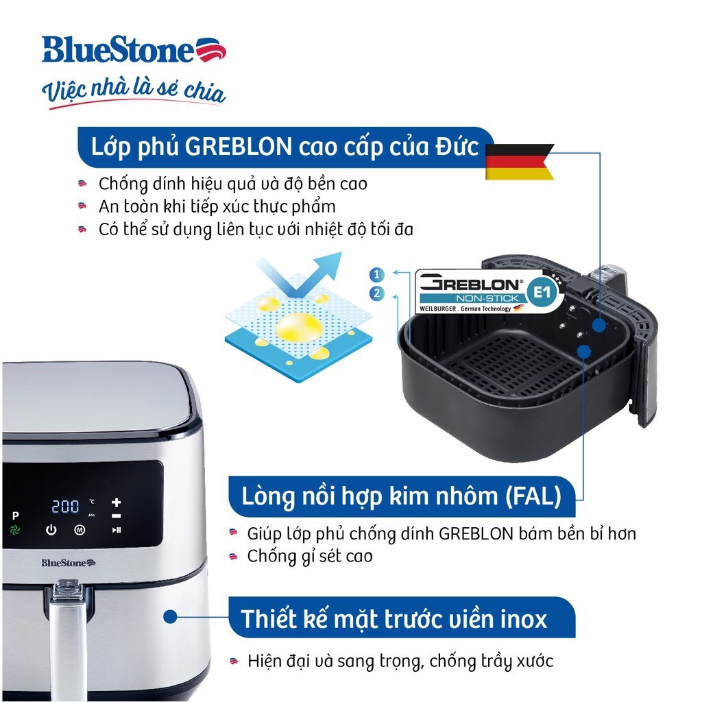 Nồi Chiên Không Dầu BlueStone AFB-5878  - Hàng chính hãng - Bảo hành 24 tháng