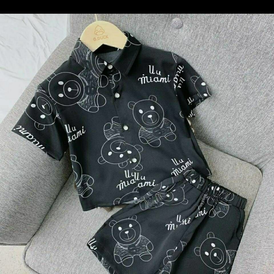 Bộ quần áo bé trai hình gấu Đen và Trắng XHN672