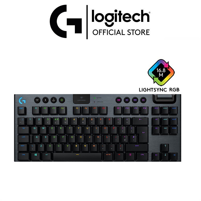 [Mã ELCL7 giảm 7% đơn 300K] Bàn phím cơ gaming không dây Logitech G913 TKL - Không phím số, Bluetooth/USB, RGB