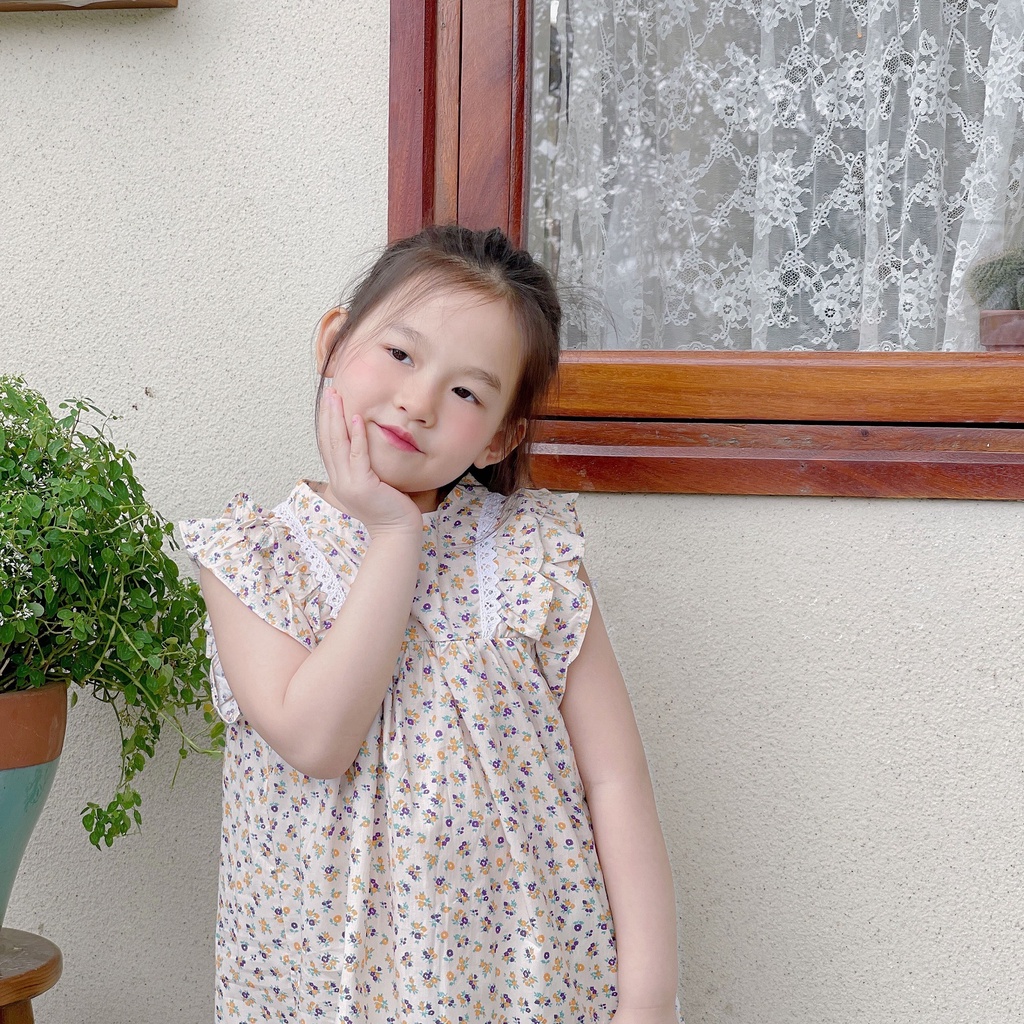 Váy bé gái, Váy kiểu tay bồng Dewkids hoa nhí cao cấp cho bé gái trend 2022 - VH03