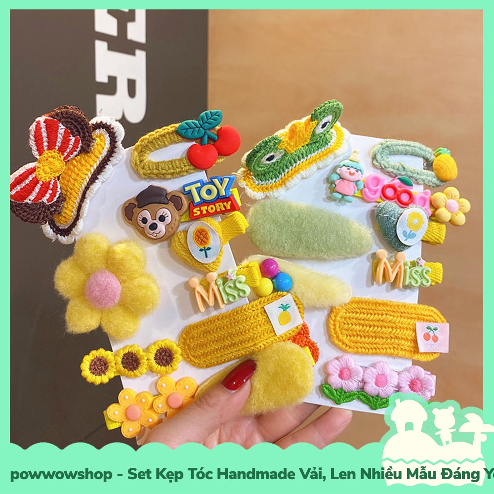 [Sẵn VN - Hỏa Tốc] Set Kẹp Tóc Handmade Vải, Len Nhiều Mẫu Đáng Yêu Hoạt Hình Toy Dis-ney
