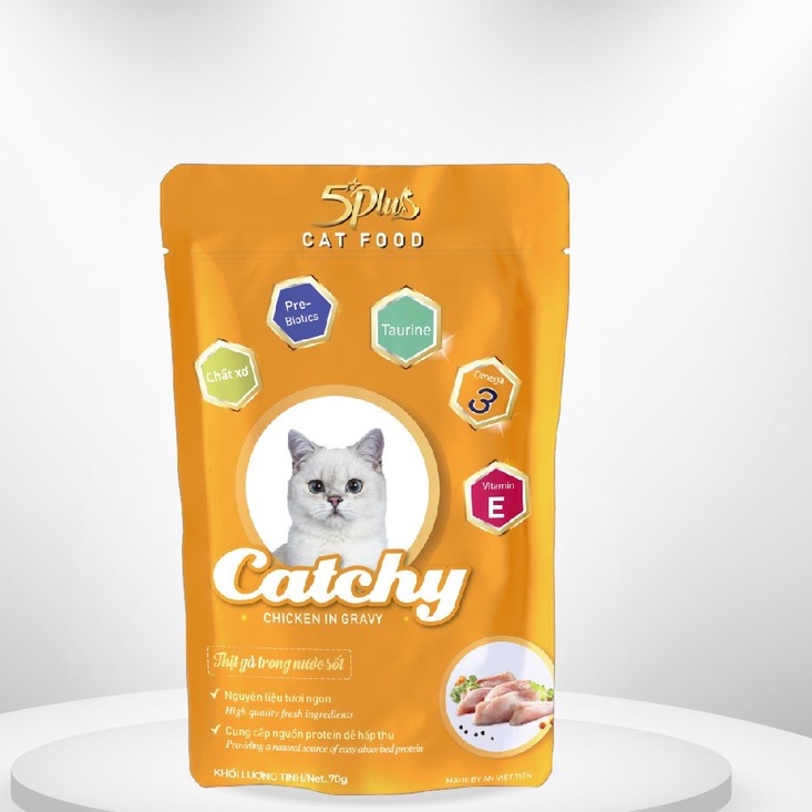 (GIÁ DÙNG THỬ)Pate Cao Cấp 5PLUS Premium Happy cho mèo gói 70g thơm ngon | Thức Ăn Cho Mèo 5 Plus Hàn Quốc TyTy Pet