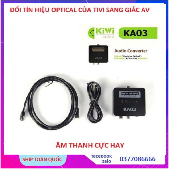 Bộ Chuyển Đổi Tín Hiệu Am Thanh Từ Cổng Optical Tivi Sang AV Chính Hãng KIWI Modenl KA03