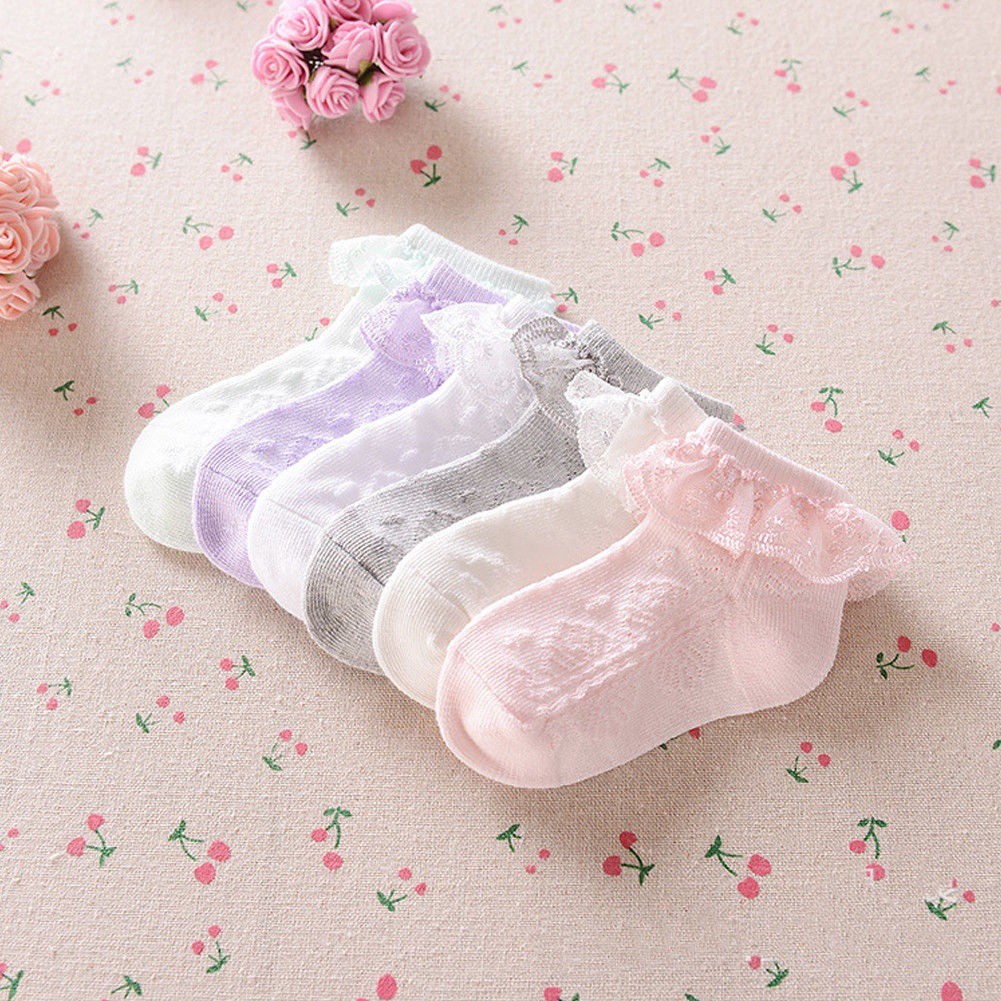 Vớ Cotton Phối Ren Đính Nơ Dễ Thương Dành Cho Bé Gái