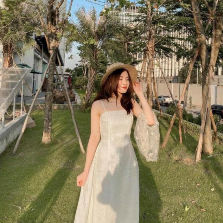 Váy 2 Dây, Váy Đầm Suông, Chất Liệu Vải Đũi Trơn, Nhiều Màu, Form Rộng Bầu Mặc Thoải Mái, Thời Trang Mùa Hè Năm 2021