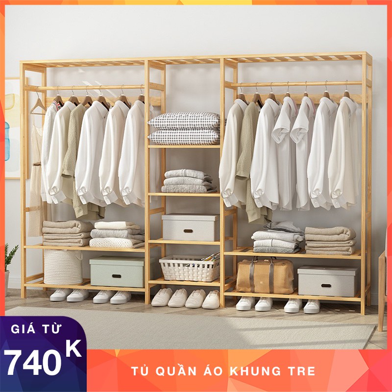 Tủ Quần Áo Khung Tre - Tủ Khung Tre -  Phong Cách Hàn Quốc.