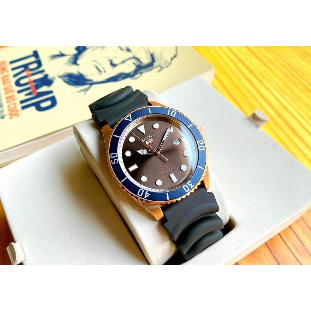 Đồng hồ nam cao cấp Seiko 5 Sports Chocolate Rose Gold Rubber - SRPB96K1