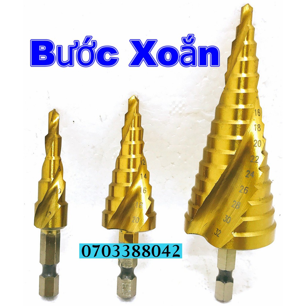 Bộ 3 Mũi Khoan Tháp Bước Xoắn