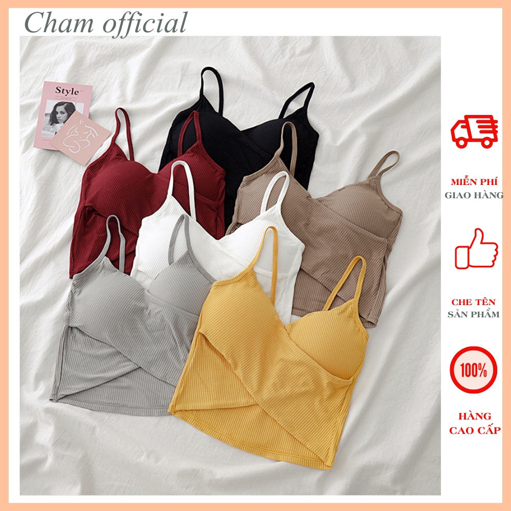 Áo Bra 2 dây tập gym nữ CharmAiry, áo ngực kiểu tập gym + yoga co giãn thoáng mát có mút VẠT CHÉO
