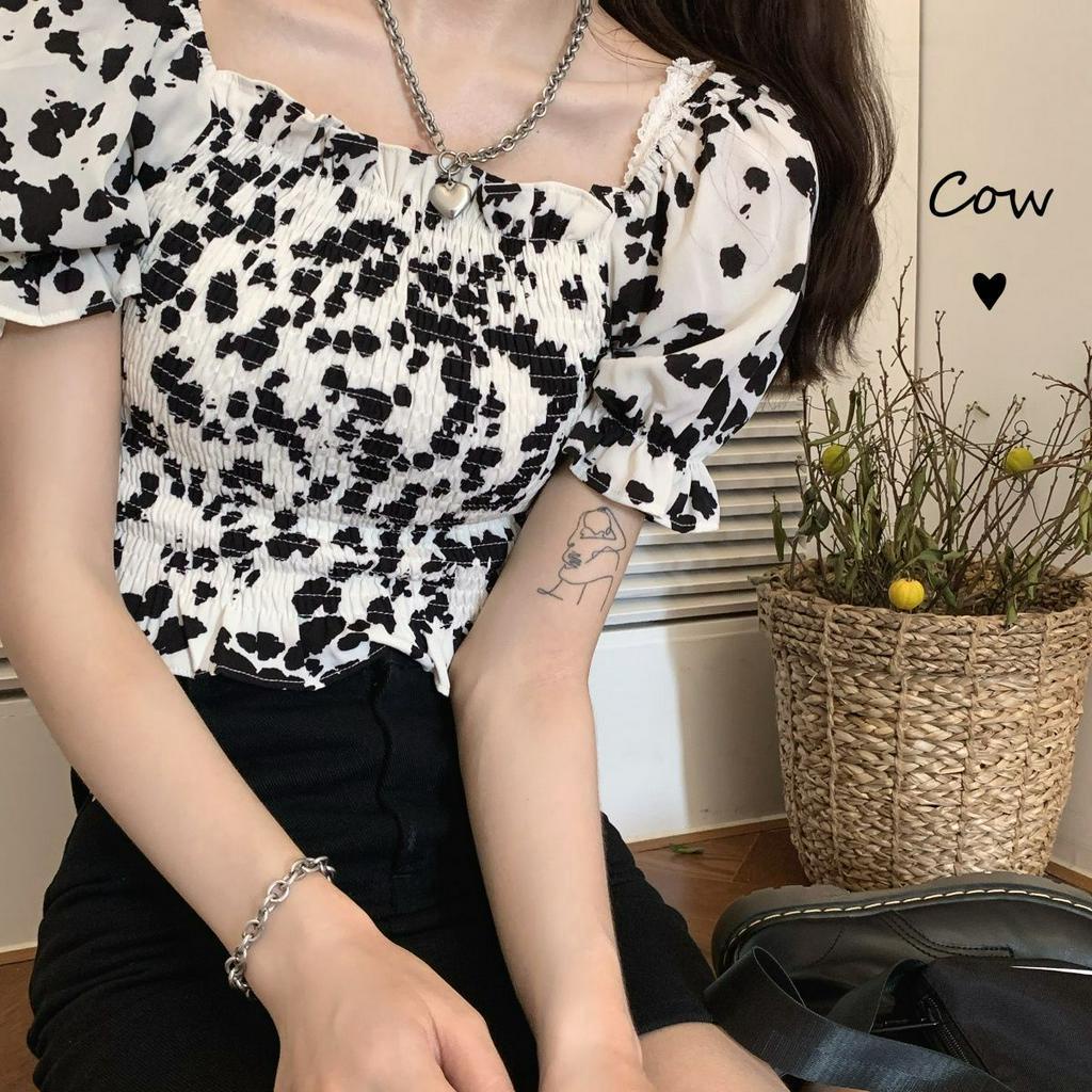 Áo Croptop Chất Chiffon Tay Ngắn Thiết Kế Thanh Lịch