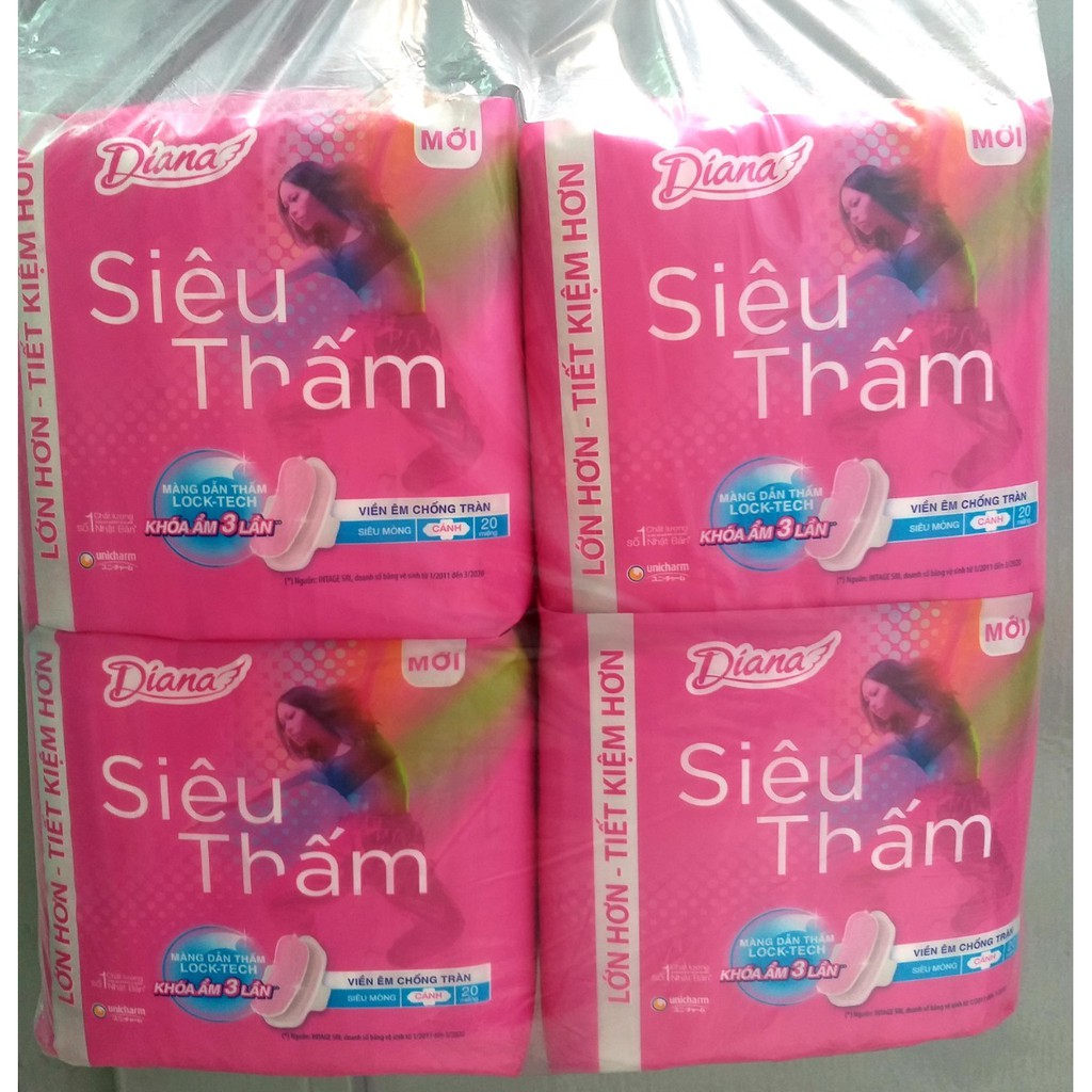 GÓI 20 MIẾNG- BĂNG VỆ SINH SIÊU THẤM SIÊU MỎNG CÁNH DIANA 23CM
