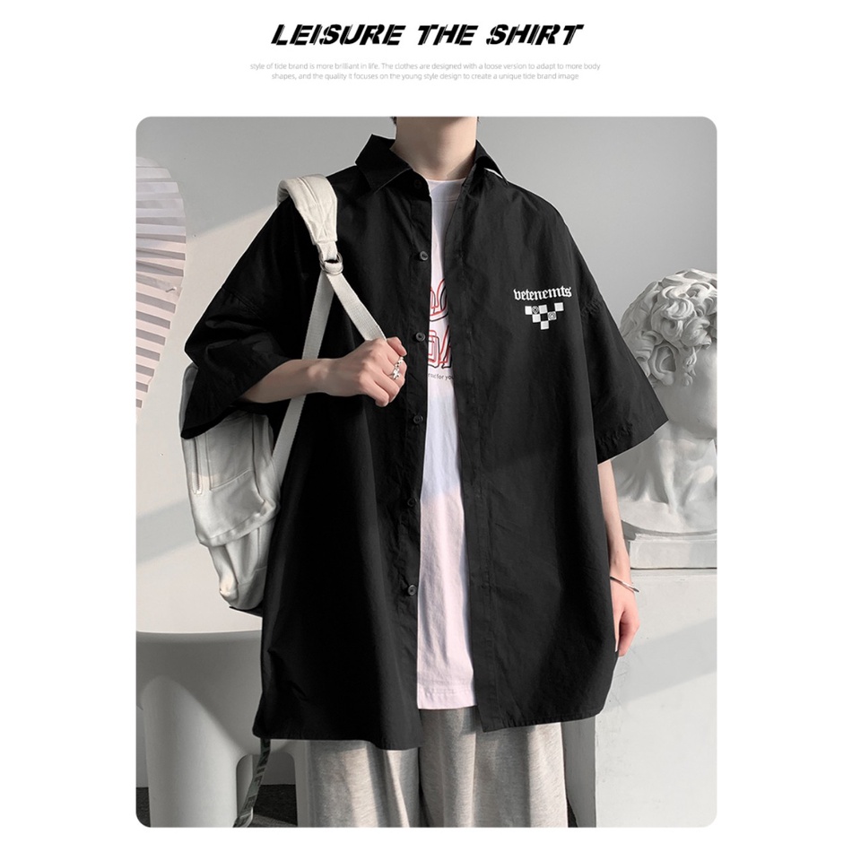 Áo sơ mi cộc tay unisex from rộng nam nữ , sơ mi nam nữ vải voan lụa mịn mát free size 40kg - 70kg in bàn cờ