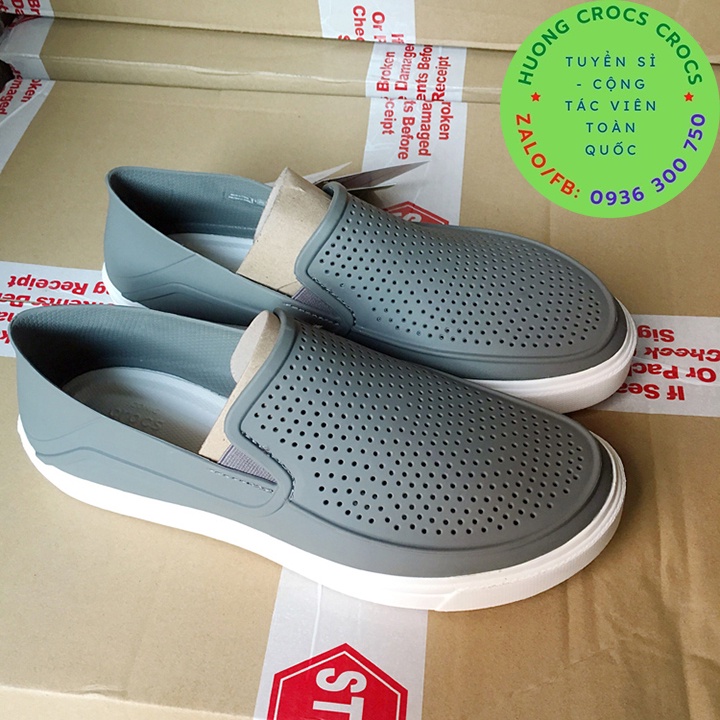 GIÀY NHỰA CROS CITILANE ROKA SLIP ON CHO NAM MÀU XÁM XUẤT XỊN FULL BOX