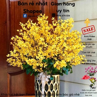 Cành mai cổ trang trí tết, cao 70cm cành nhựa hoa lụa mềm mịn đẹp tự nhiên.