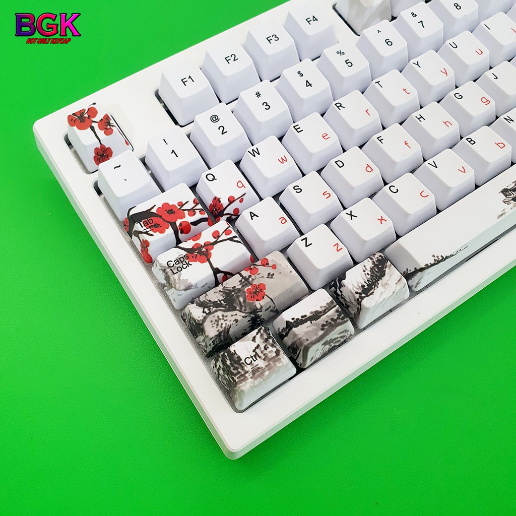 Keycap 108 Phím PBT Dye Sub Mùa Xuân Đào Nở Springs ( Thick PBT, OEM Profile, Ansi Layout)