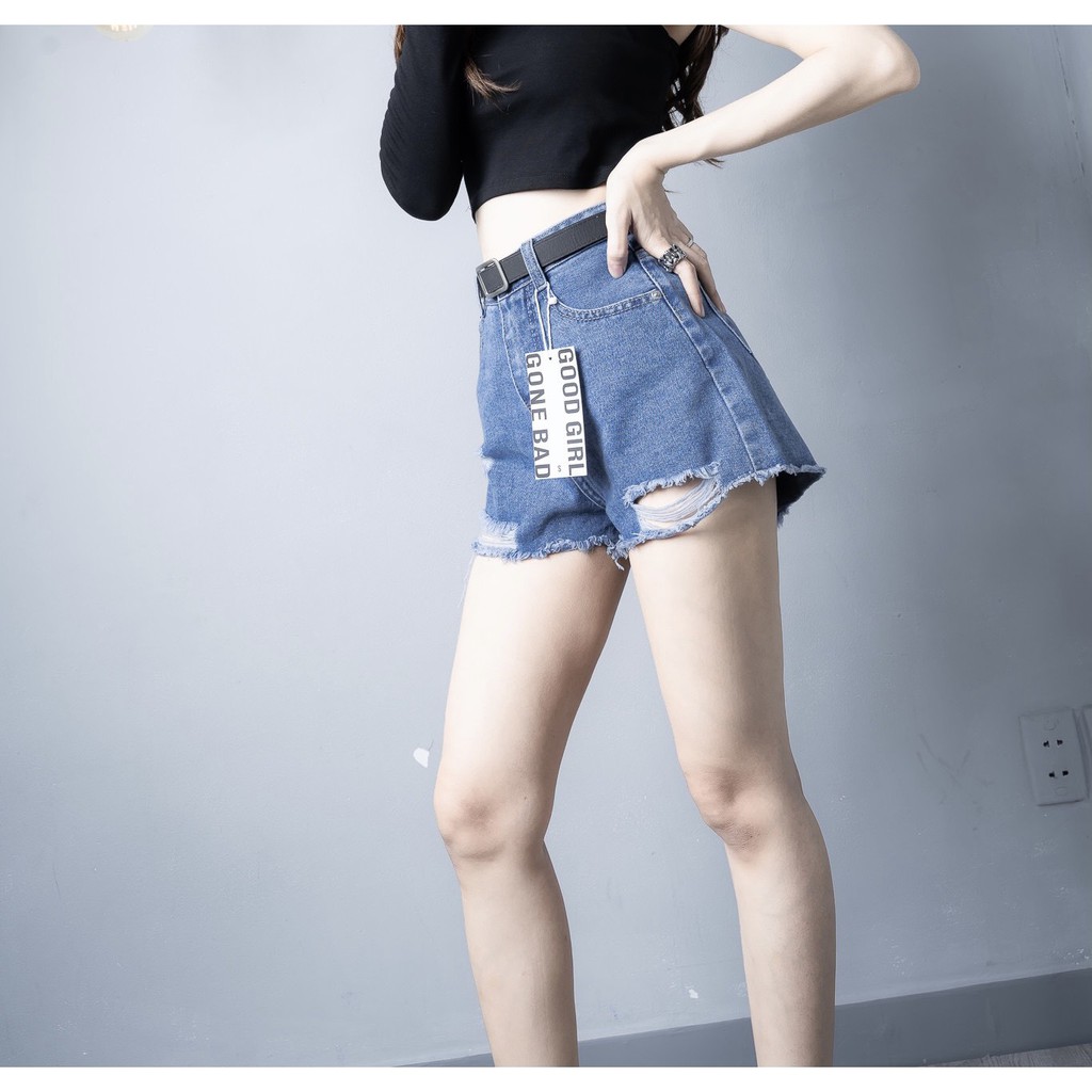 [MẪU NHÀ MẶC] QUẦN SHORT NỮ LƯNG CAO, VẢI MỀM MỊN, QUẦN ĐÙI JEAN NẮP TÚI RÁCH ÍT - {HOT TREND} | BigBuy360 - bigbuy360.vn