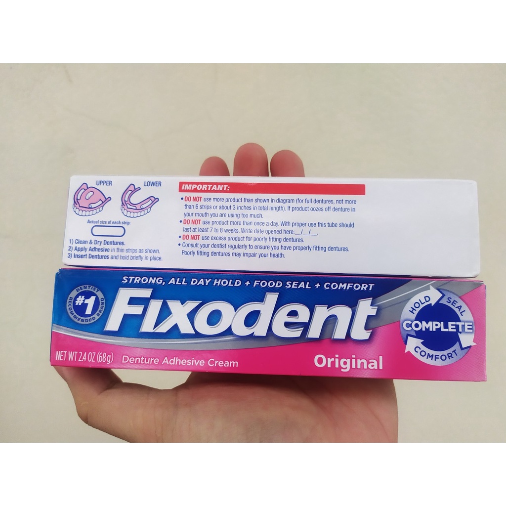 Tuýp Keo Dán Hàm Răng Giả Fixodent 68g bền, chắc dễ vệ sinh, sản xuất tại Made in USA.