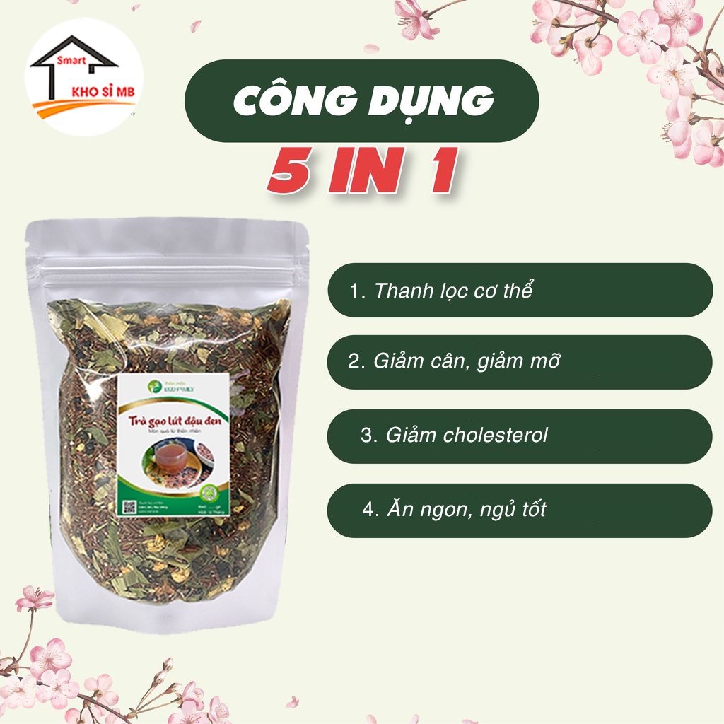 trà gạo lứt huyết rồng 6 vị hỗ trợ giảm cân, trà hoa ngũ cốc gồm gạo lứt, đậu đen xanh lòng, đậu đỏ, lá dứa, hoa nhài