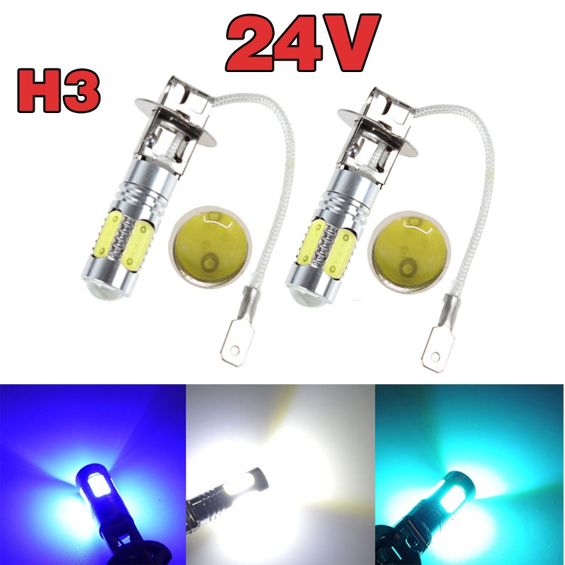 Set 2 bóng đèn led chống sương mù h3 7.5w cob 24v 6000k cao cấp cho xe hơi