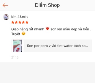 Son peripera vivid tint water tách set Vali