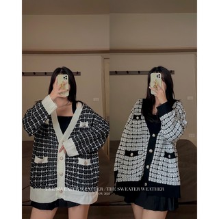 Áo khoác cardigan dạ tweed cúc vàng loại 1 TSW